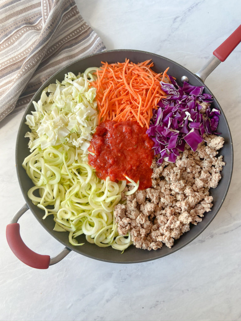 Veggie Noodles & Marinara Sauce Skillet (Biphasic & Low FODMAP)