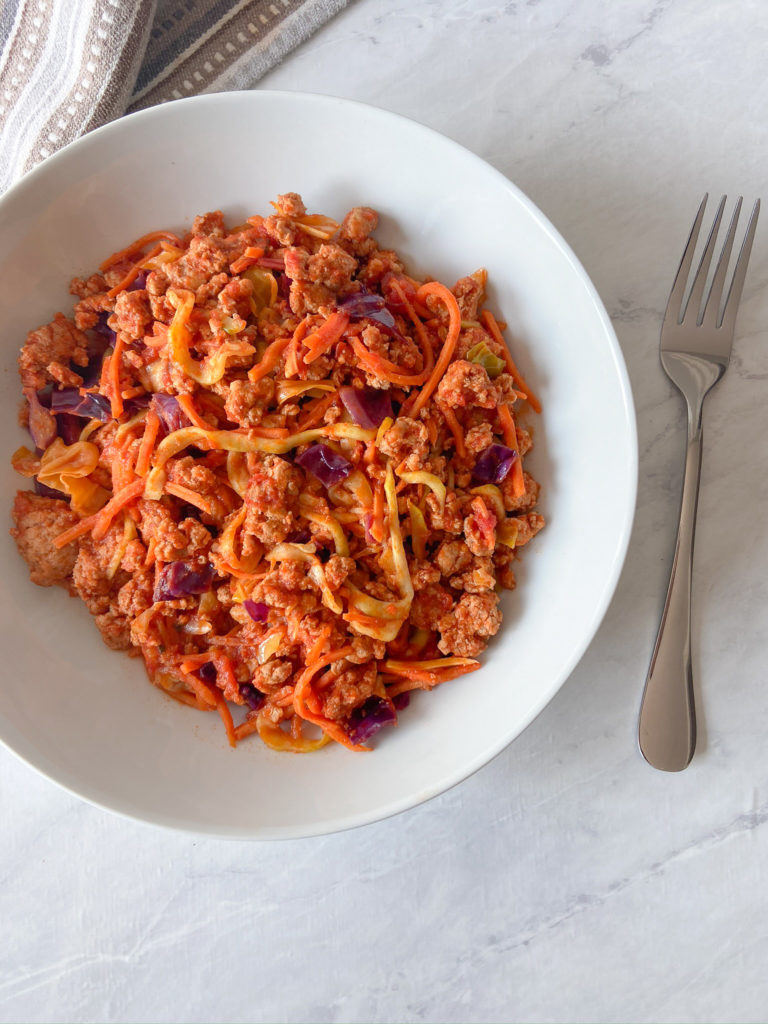 Veggie Noodles & Marinara Sauce Skillet (Biphasic & Low FODMAP)