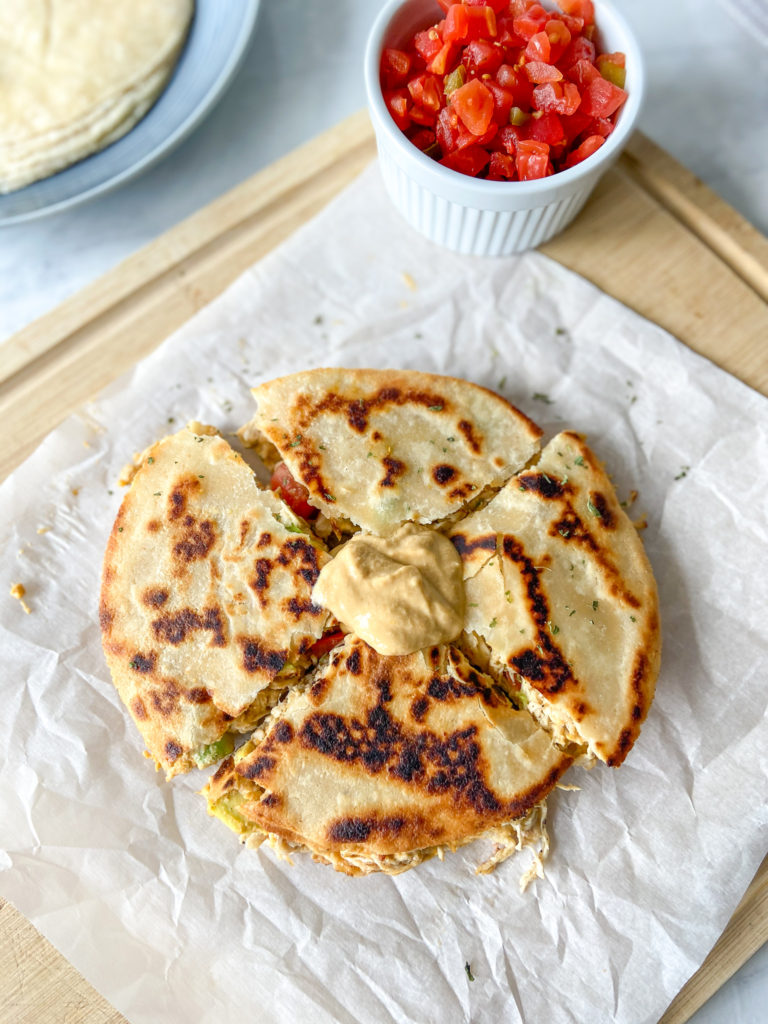 Paleo Chicken Quesadilla with Nacho Queso